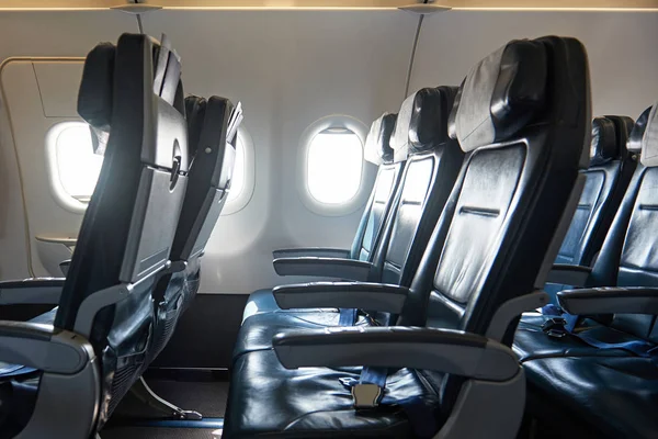 Comfortable leather seats in airplane — Stock Photo, Image