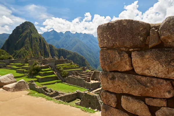 Pared de ladrillo de piedra en Machu Picchu — Foto de Stock