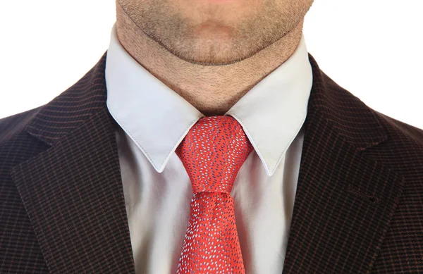 Close-up of businessman neck with red tie — Stock Photo, Image