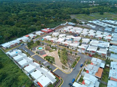 Parkta bir yerleşim bölgesi havadan görünümü