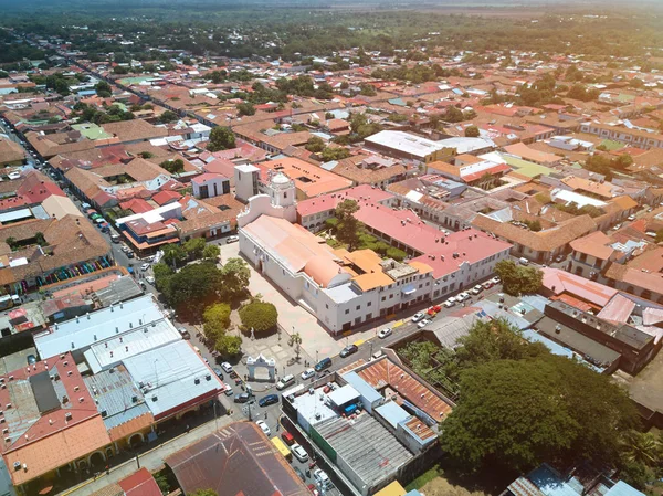 Hava panorama görünüm Leon şehrin sokaklarında — Stok fotoğraf