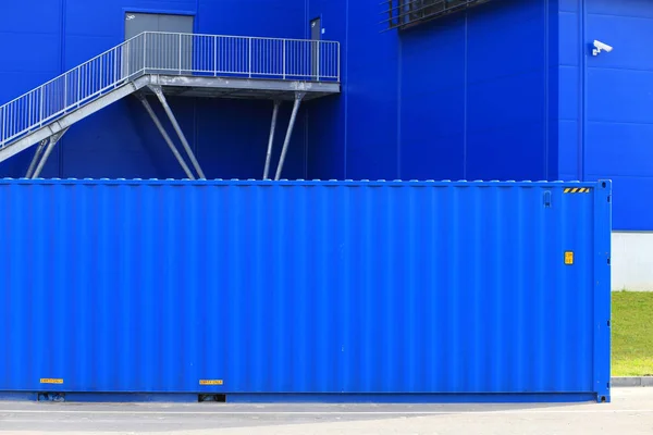 Blå last container — Stockfoto
