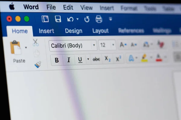 Menu di parole Microsoft Office — Foto Stock