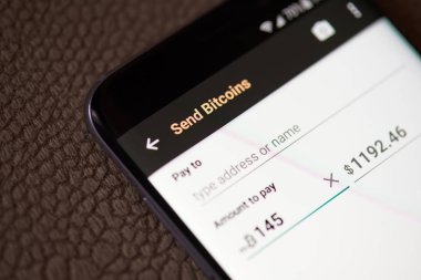 Smartphone cep telefonu ile Gönderen bitcoins