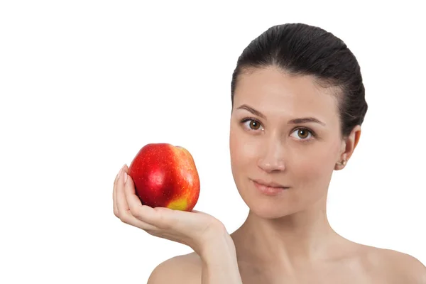 모델 손에 빨간 사과 — 스톡 사진