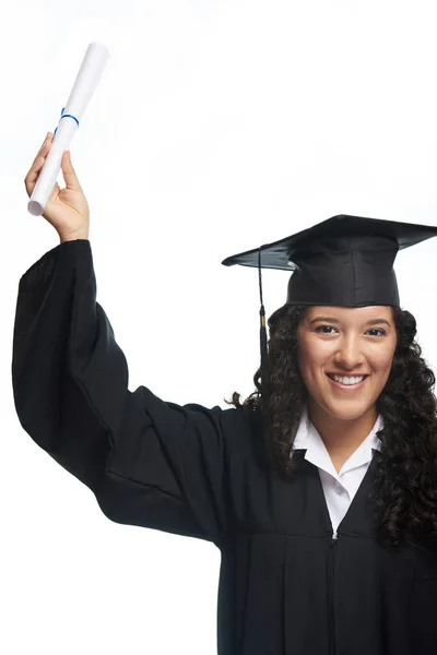Genç öğrenci kız diploması ile — Stok fotoğraf