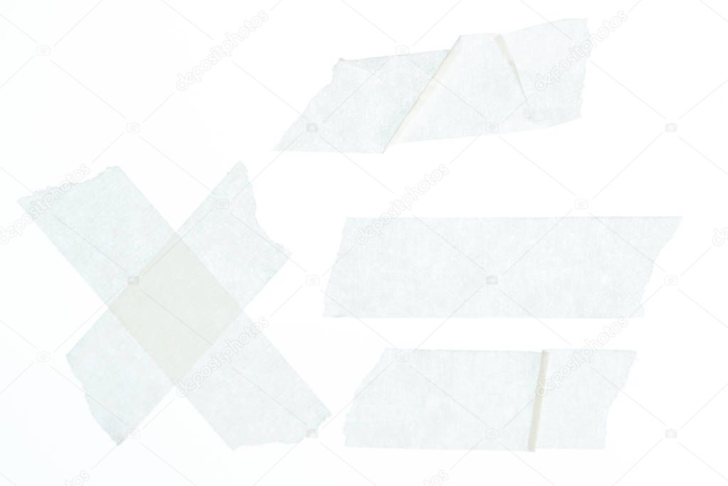 Set of white masking tape pieces