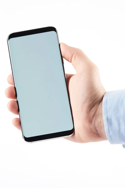 Smartphone tonen in man hand — Stockfoto