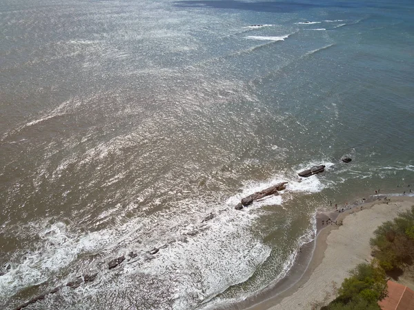 People on beach aerial view — Stock Photo, Image