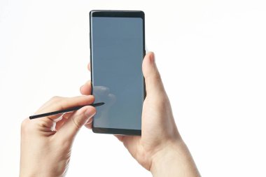 Stylus kalemi Smartphone kullanarak mockup