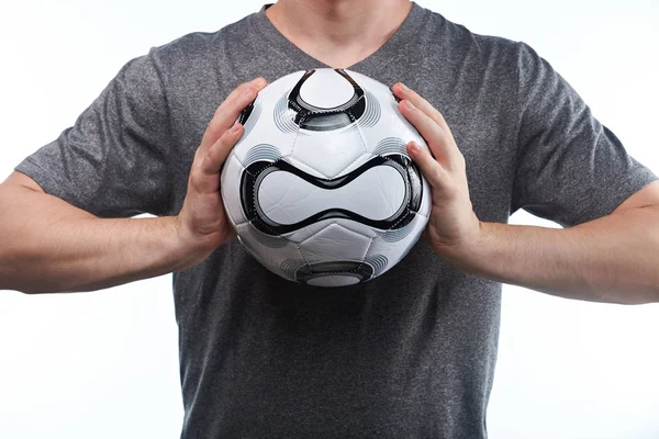Homem pegar bola de futebol — Fotografia de Stock