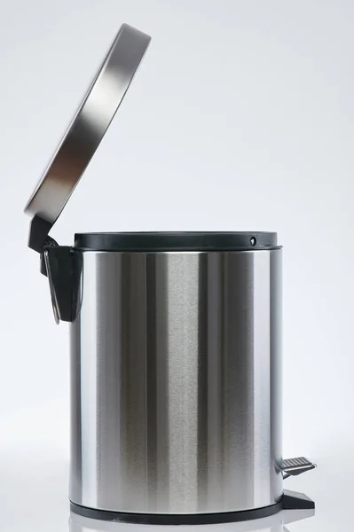 Open steel trash bin — Stock Photo, Image