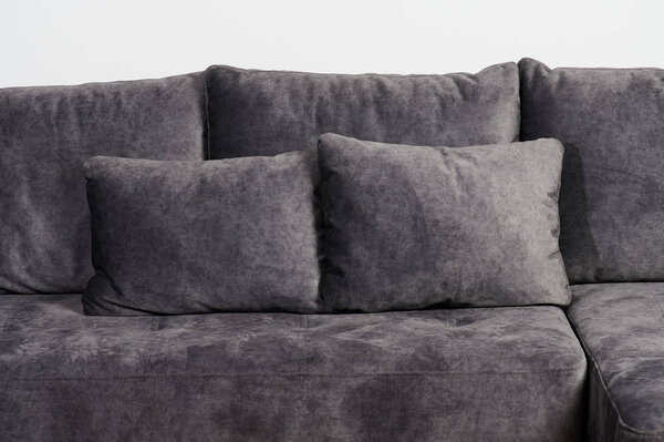 Grey velvet sofa pillow