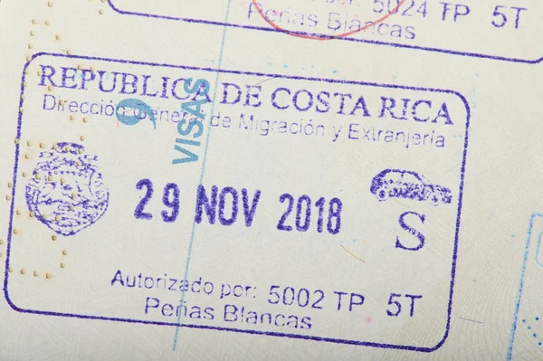 Aankomststempel Costa Rica — Stockfoto