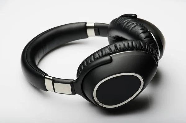 Modern black headphones — Stock Photo, Image