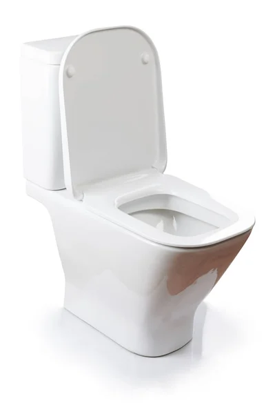 Открытый белый керамический туалет — стоковое фото
