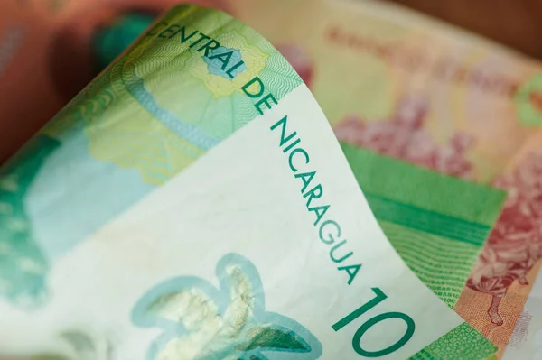 Ten Cordobas Banknote Nicaragua Money Close View — ストック写真