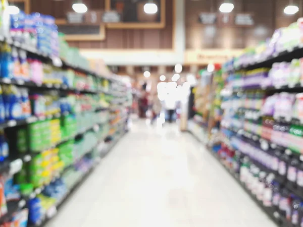 Supermarché Rangée Avec Caissier Arrière Plan Flou Thème Magasin — Photo