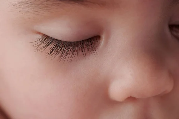 Lunghe Ciglia Oculari Volto Bambino Vista Vicino — Foto Stock