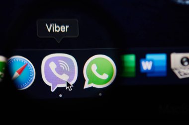 New York, Usa - 13 Mart 2020: Viber Messenger programını dizüstü bilgisayardan başlat