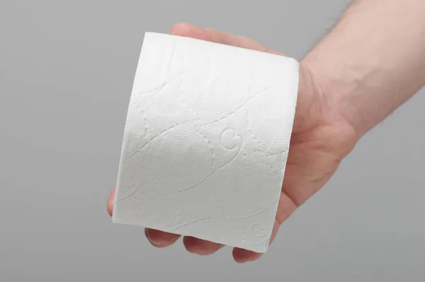 New Soft Roll Toilet Paper Hand Close View — Stock Photo, Image