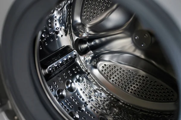 清洁金属洗衣机管粘贴视图 — 图库照片
