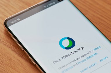 New York, ABD - 29 Mart 2020: Google mağazasında Cisco Webex toplantı uygulamasını başlat