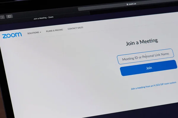 New York Usa April 2020 Join Meeting Zoom Web Page — стоковое фото