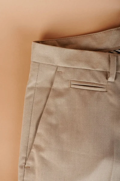 Empty Pocket Man Beige Color Pants Macro View — Stock Photo, Image