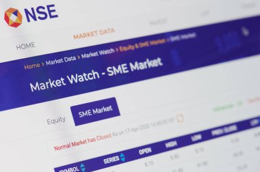 New-York, ABD - 17 Nisan 2020: Hindistan Ulusal Borsası 'nı kullanarak bilgisayar ekranında görüntüyü kapatın