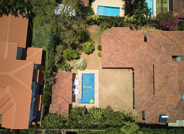 Backyards with swimming pool  above top view