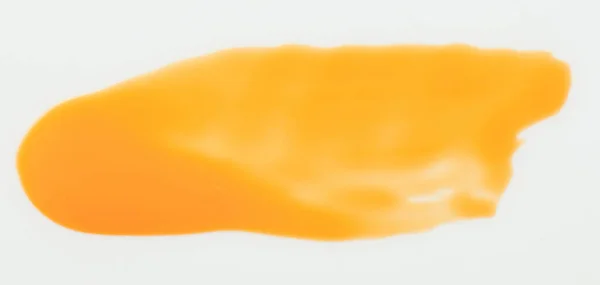 Pintura Amarela Acidente Vascular Cerebral Isolado Fundo Branco Vista Perto — Fotografia de Stock