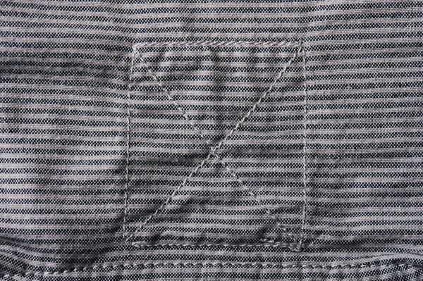 Grey Textile Background Stitches Patch Macro Close View — Stock Photo, Image