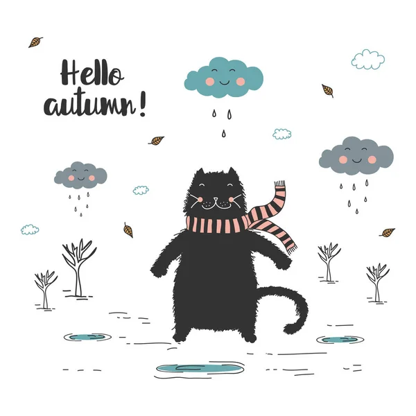 Doodle gatto nero Illustrazioni Stock Royalty Free