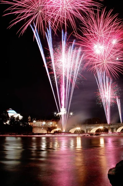 Fireworks in Turin, Italy — Stock Photo, Image