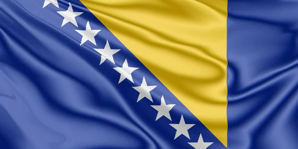 ボスニア・ヘルツェゴビナの旗が風になびく — ストック写真