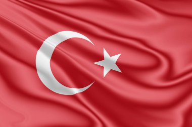Türkiye bayrağı rüzgarda üç boyutlu resimde dalgalanıyor