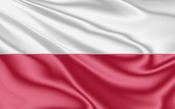 Flag of Poland fluttering in the wind in 3D illustration — 스톡 사진