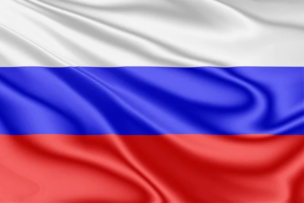 Прапор Росії, що пурхає на вітрі в ілюстрації 3d — стокове фото