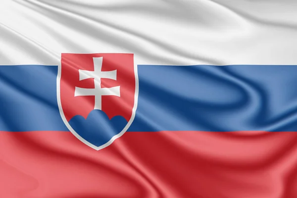 3Dイラストで風になびくスロバキアの旗 — ストック写真