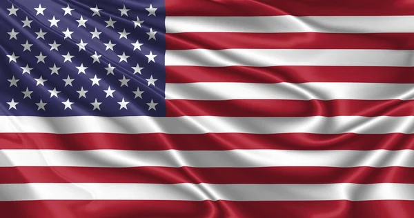 Vlag van de Verenigde Staten van Amerika in de wind in 3D illustrat — Stockfoto