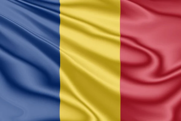 Flag of Romania fluttering in the wind in 3D illustration — Stock Photo, Image
