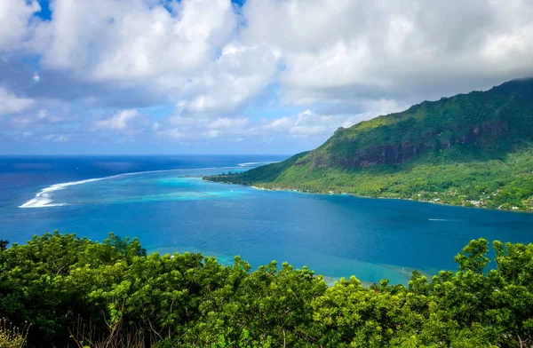 Aerial view of Opunohu Bay and lagoon in Moorea Island — Stock Photo, Image