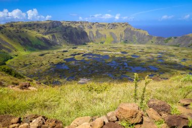 Rano Kau volcano crater in Easter Island clipart