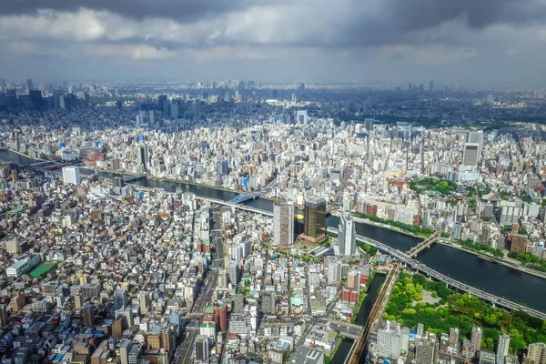 Tokyo şehir manzarası havadan görünümü, Japonya — Stok fotoğraf