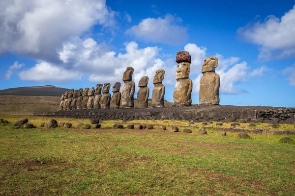 Moais statues, ahu Tongariki, easter island Royalty Free Stock Photos