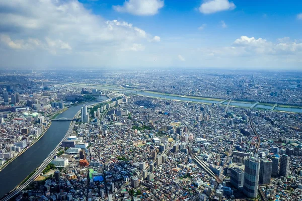 Tokyo şehir manzarası havadan görünümü, Japonya — Stok fotoğraf