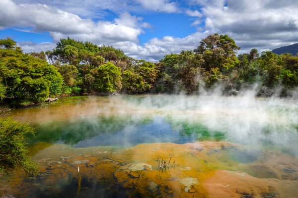Hot springs lake in Rotorua, New Zealand