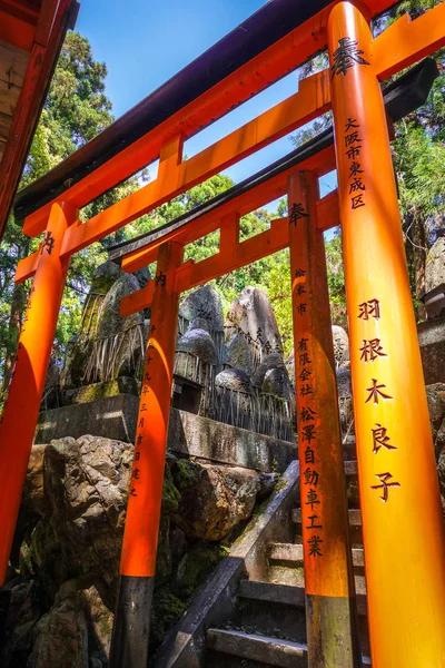 Fushimi Inari Abelar torii, Kyoto, Japán — Stock Fotó