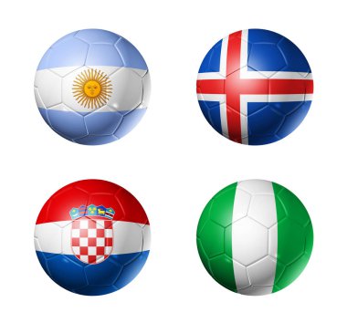 Rusya Futbol 2018 D Grubu bayrakları futbol topları